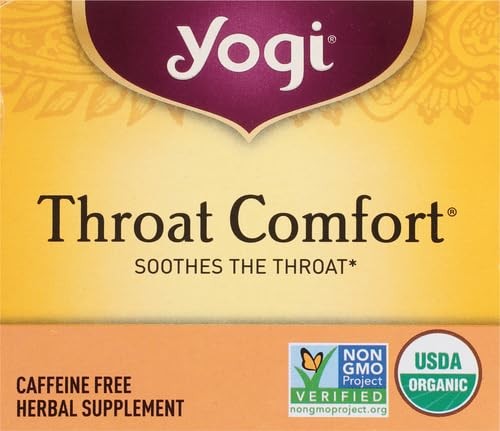 Yogi Throat Comfort Herbal Tea 16 Count Organic Vegan Caffeine Free Soothing …