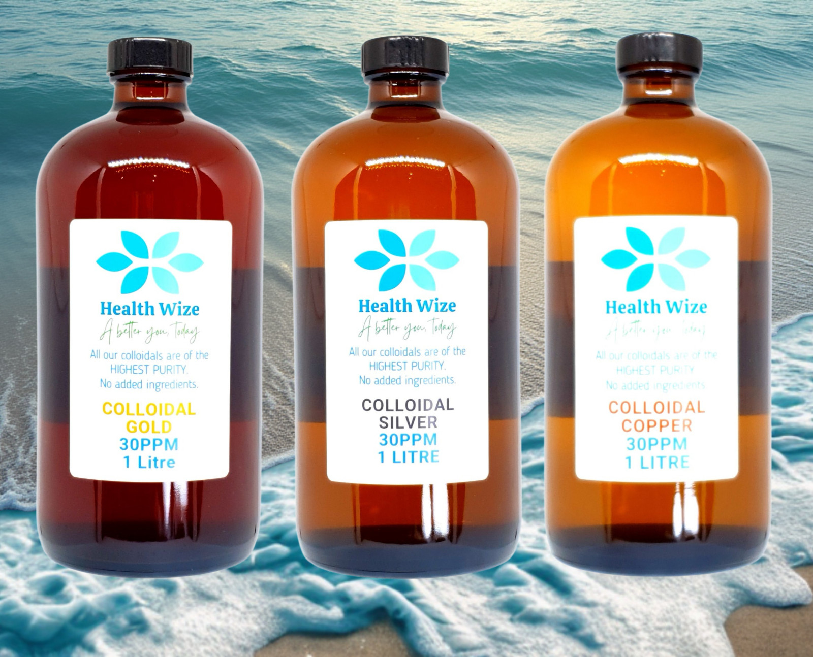 Colloidal Copper, Colloidal Gold & Colloidal Silver 1 Litre COMBO Fine Minerals