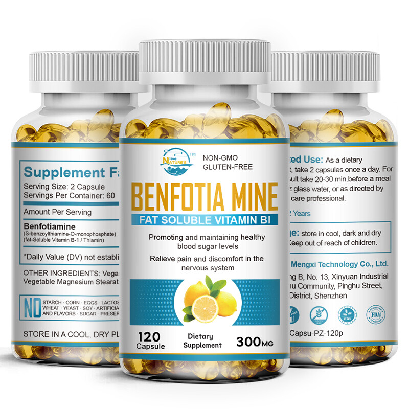 Nature’s Live Benfotiamine 300mg (120 Vegetarian Capsules)-No Stearates-Non GMO