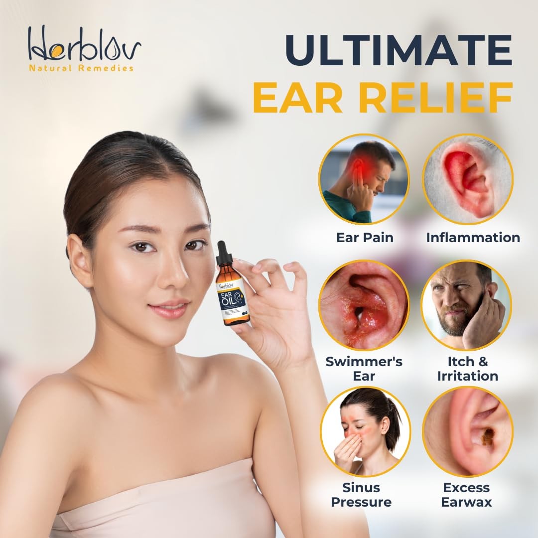 Organic Ear Oil for Infections – Natural Eardrops 1 Fl Oz (Pack of 1)