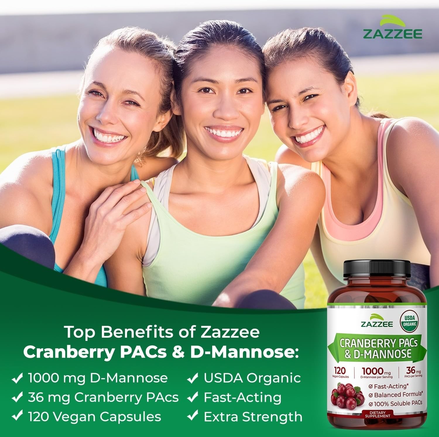 USDA Organic Cranberry PACs & D-Mannose, 36 mg PACs per Serving, 1000 mg D-Ma…