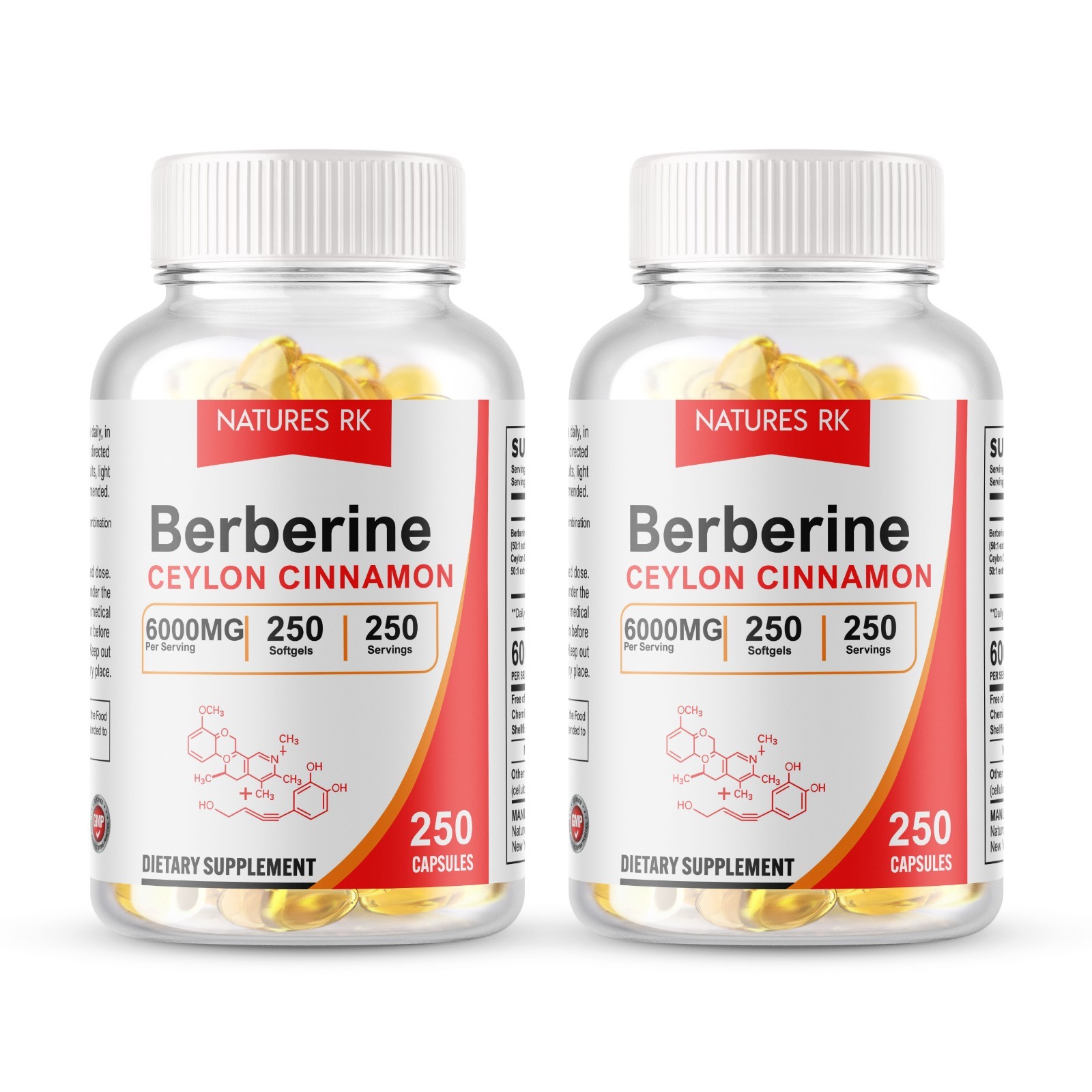 Berberine 5000mg with Ceylon Cinnamon 500 Softgels USA MADE FREE SHIPPING