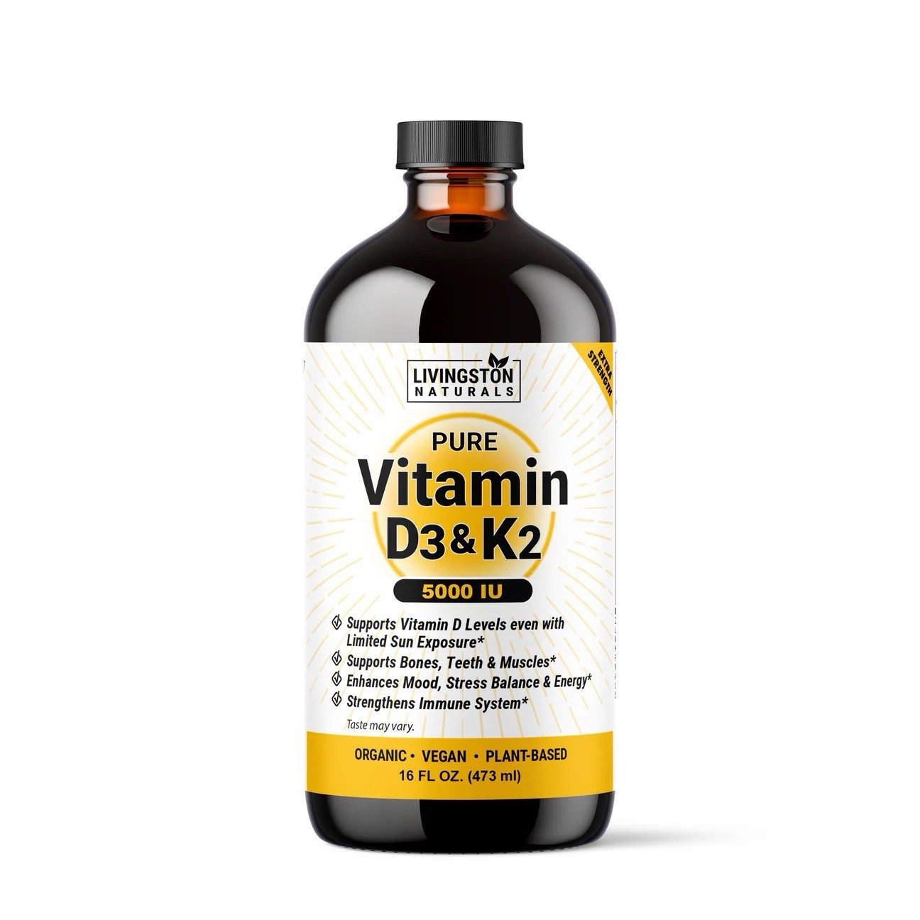 Pure Vitamin D3 & K2 By Livingston Natural Herbal Labs, Plant-Based, 5000 IU