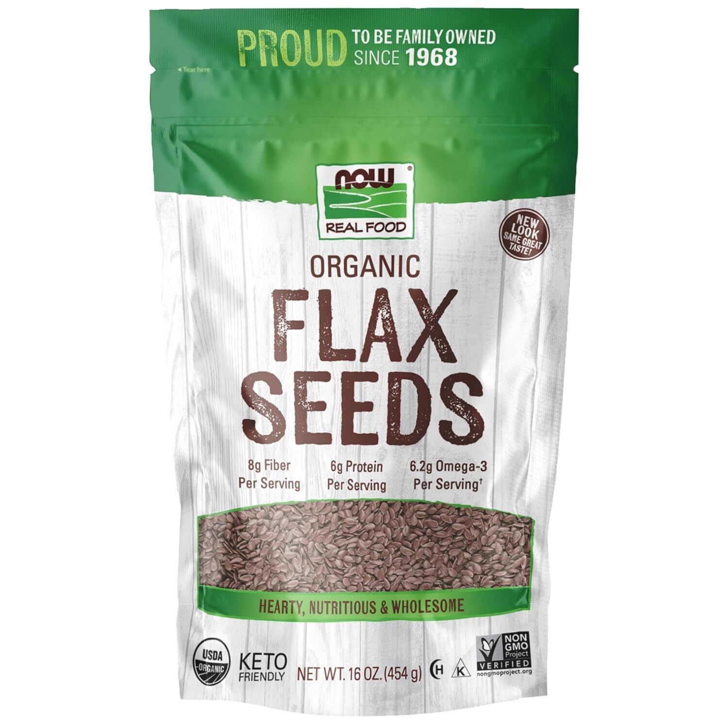 NOW Foods, Organic Flax Seeds, Essential Fatty Acids and Fiber, 1-Pound, 16 Oz