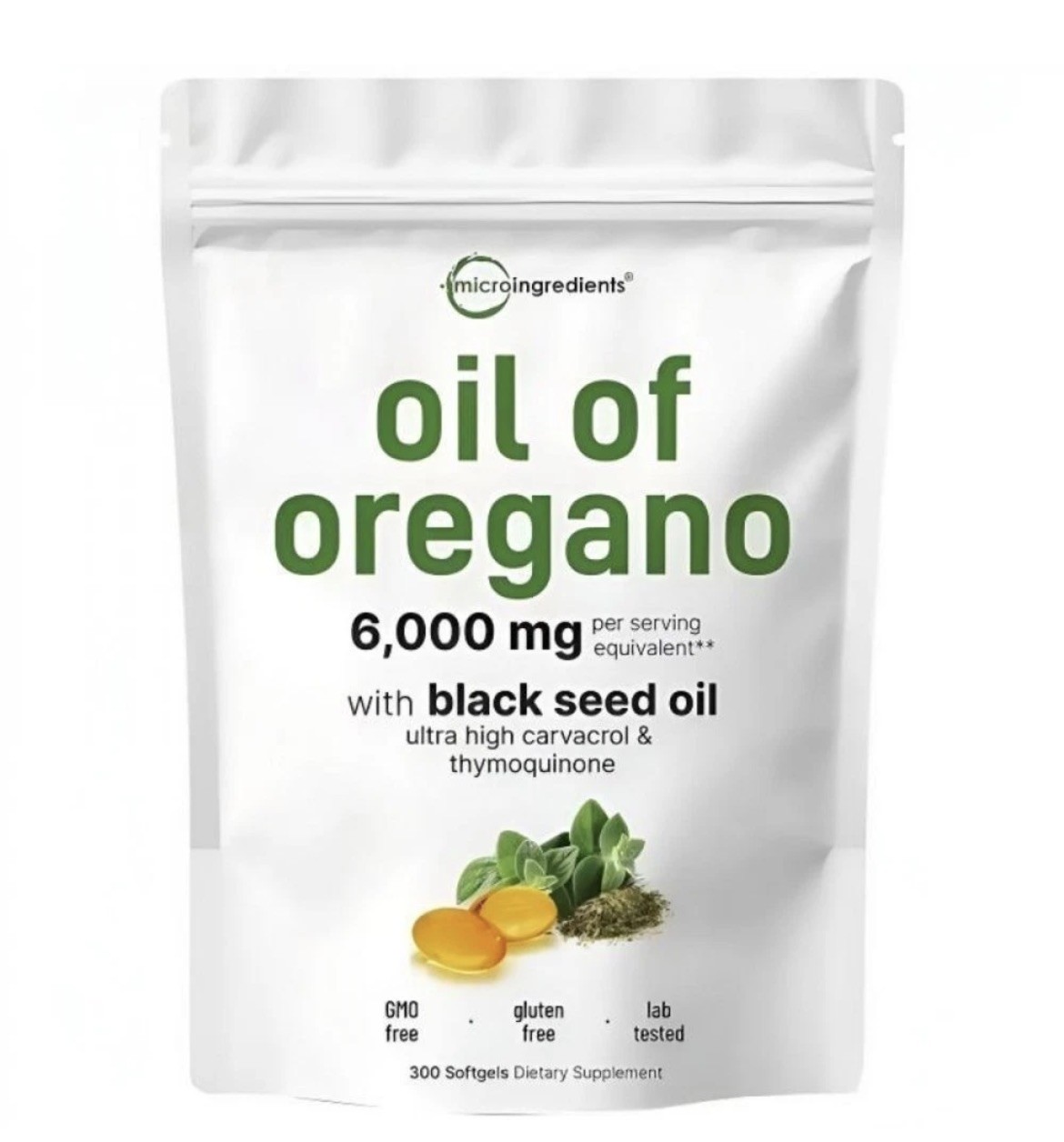 2 in 1 Oil of Oregano & Black Seed Softgels Count,Immune Support,with Carvacrol