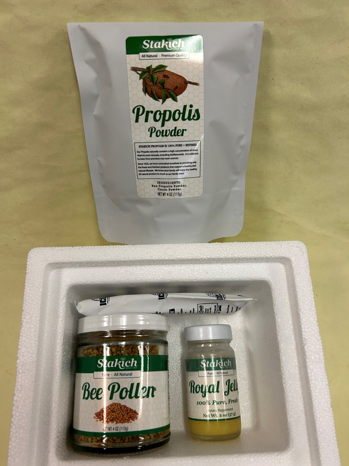 2oz FRESH ROYAL JELLY + 4oz BEE POLLEN + 4oz PROPOLIS POWDER 100% PURE NATURAL