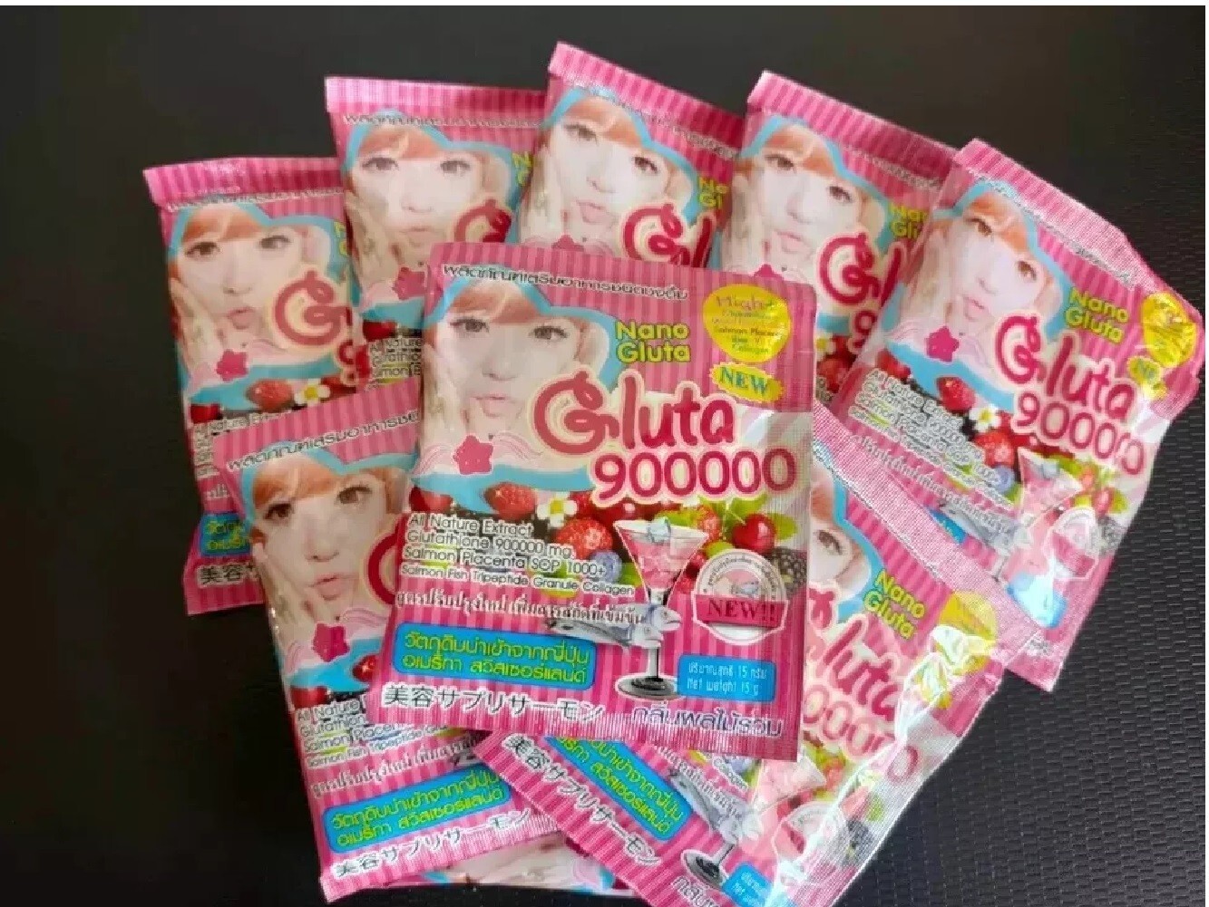 3 Pack Nano Gluta 9000000 Drink Punch Anti-Aging Whitening Skin Collagen Powder