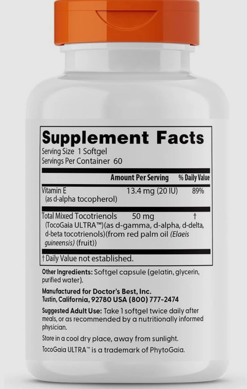 12X Doctor’s Best, Vitamin E Tocotrienols, 12 PACK, 60 Softgels, EXP 11/2026