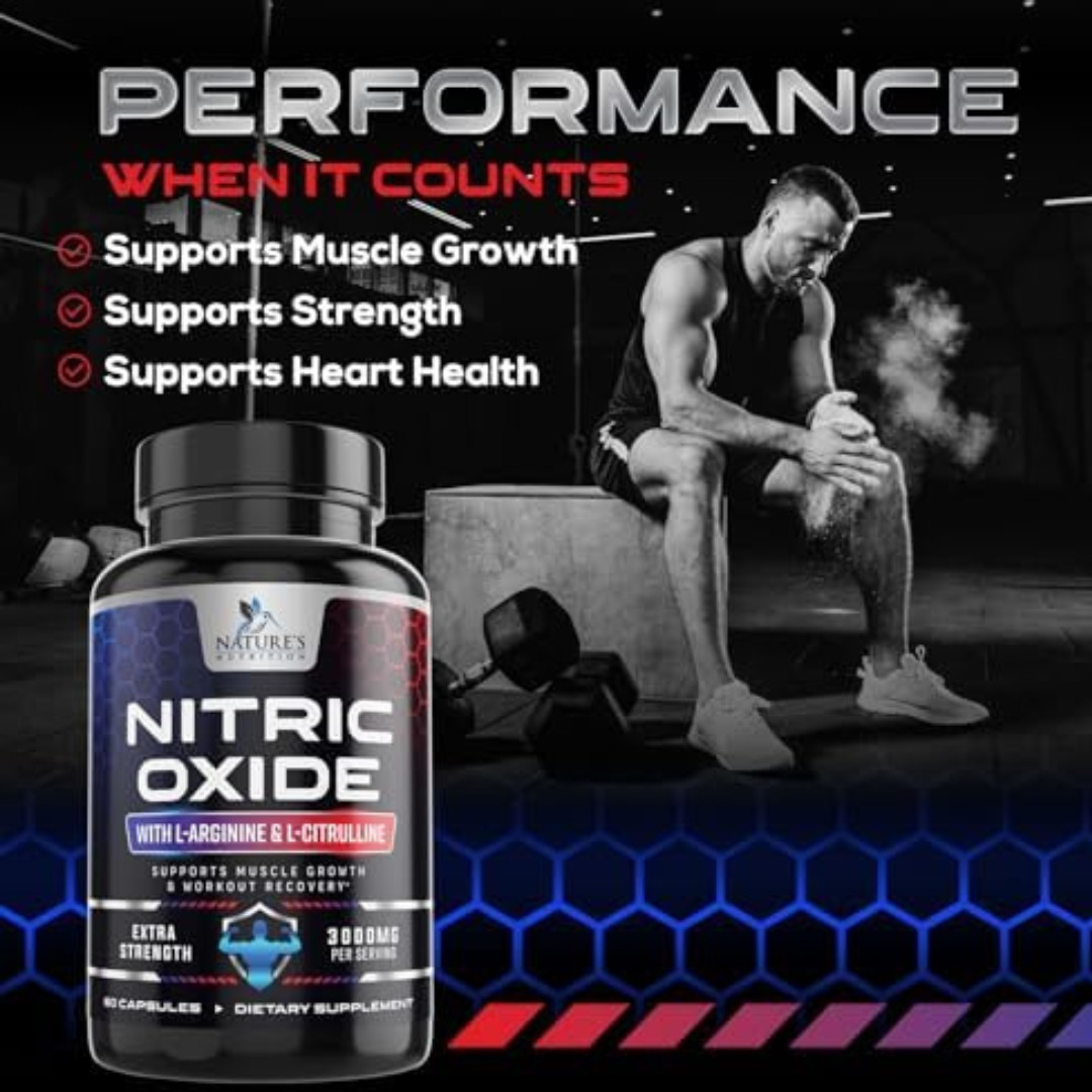 Nitric Oxide Booster 3000mg L-Arginine 3X Extra Strength Capsules