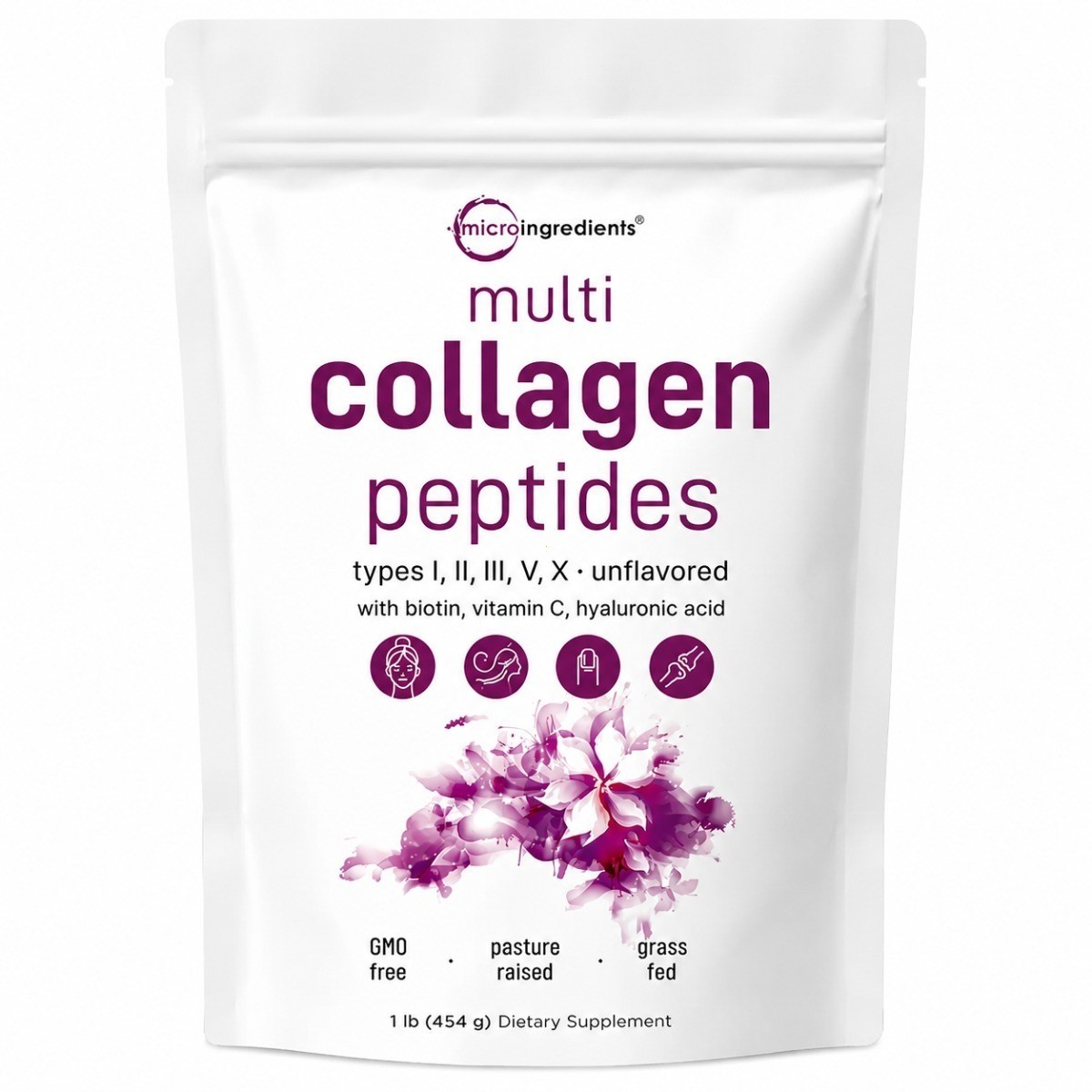 5-in-1 Collagen Powder with HA, Biotin & VC for Skin, Hair & Joint Health 1LB