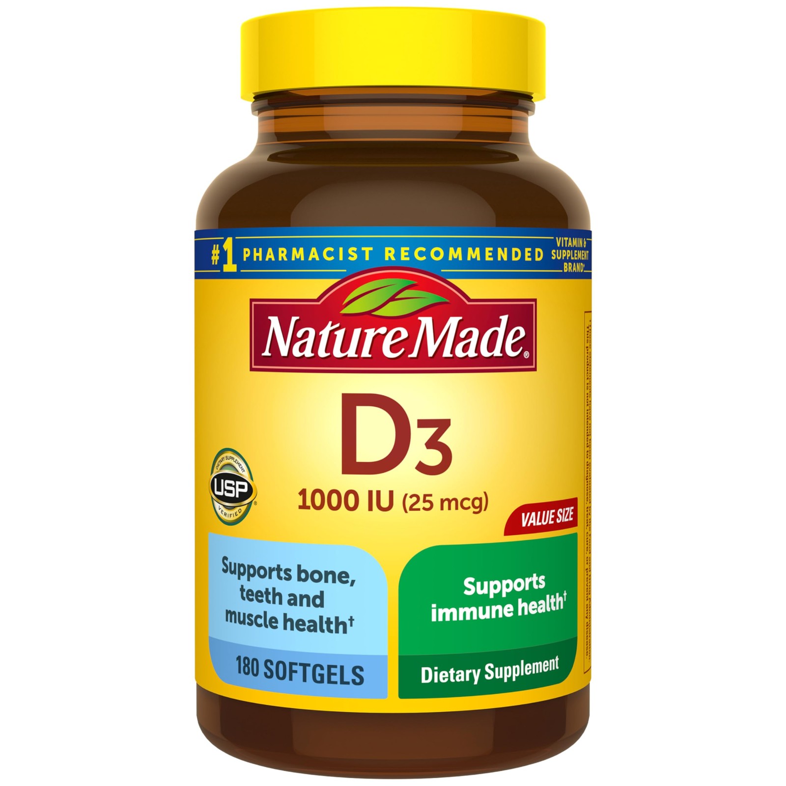 Nature Made Vitamin D3 1000 IU (25 mcg), D 180 Count (Pack of 1)