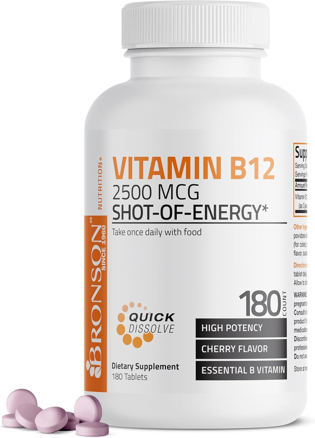 Vitamin B12 2500mcg Shot of Energy Fast Dissolve Chewable Tablets – Quick Releas