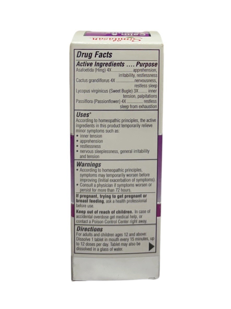 Similasan Calm & Serenity Homeopathic Original Swiss Form 60 Tabs Stress Nervous