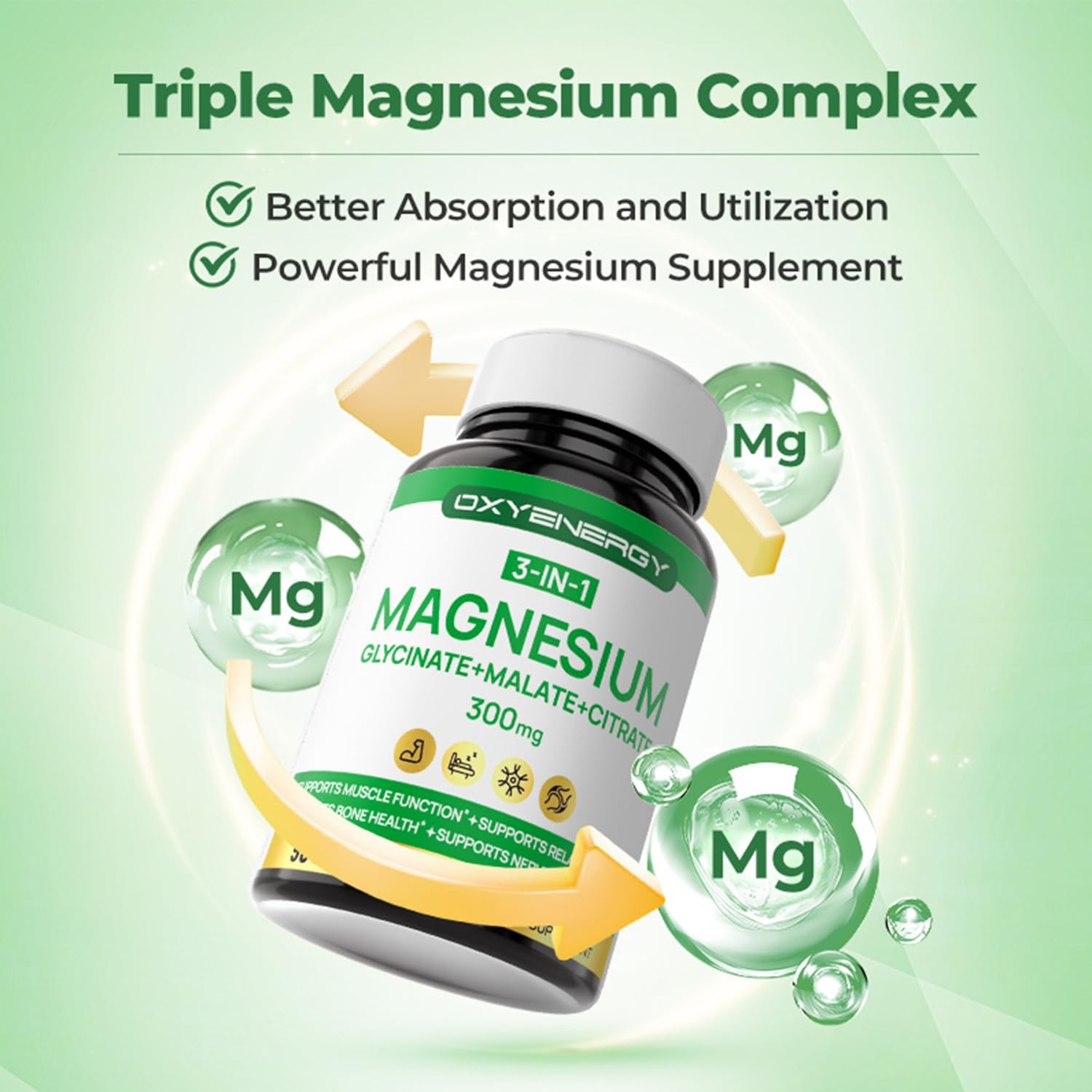 Oxyenergy Triple Magnesium Complex Supplement 3 In 1 Chelated Magnesium