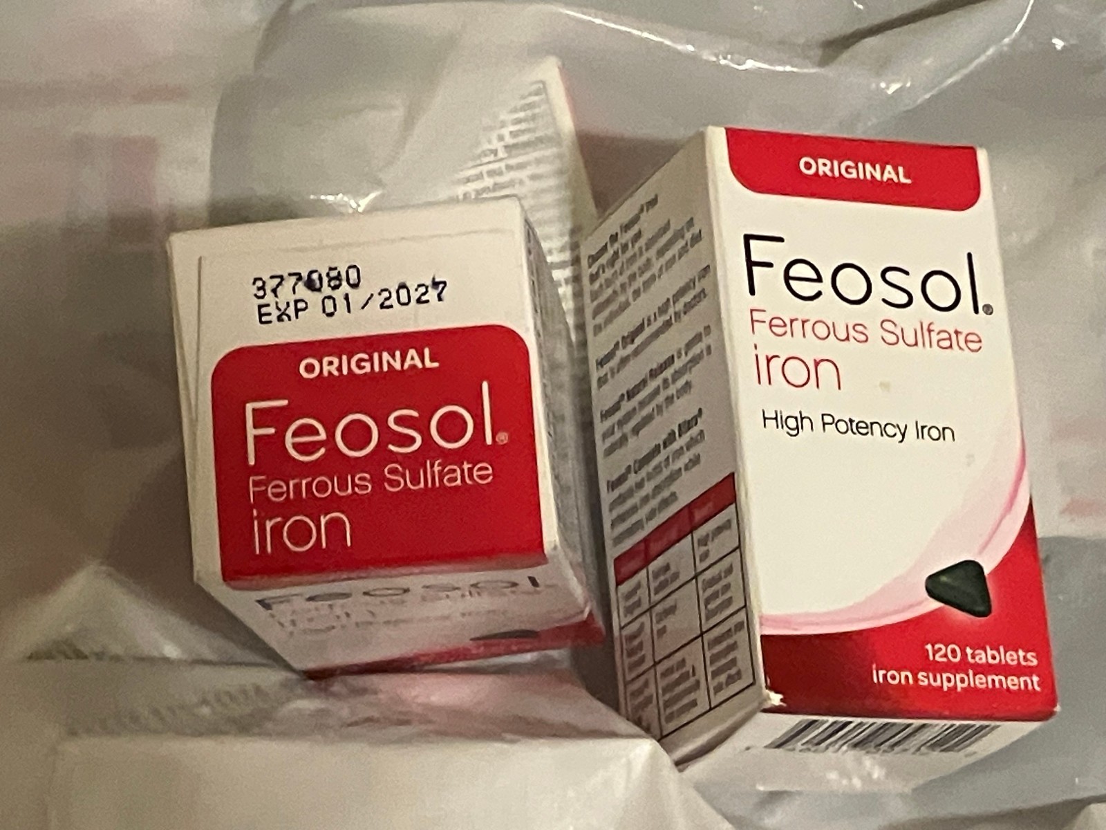 Feosol ORIGINAL Ferrous Sulfate Iron High Potency, 120 Tablets Each (Pack of 4)