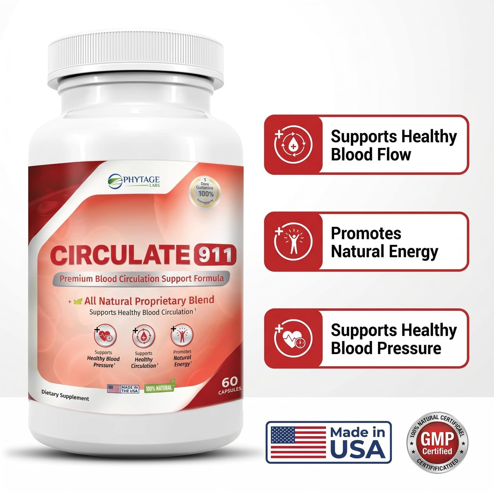 Premium Blood Flow Support Supplement – Antioxidant Formula with Hawthorne, Oliv