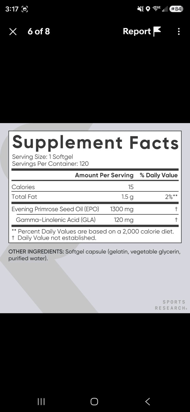 Evening Primrose Oil 1300mg Cold-Pressed (120 Softgels)