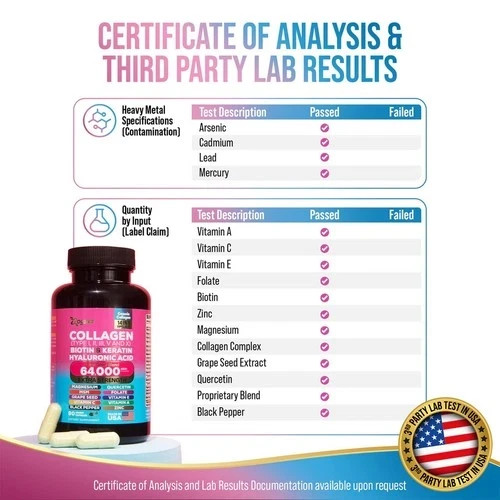 USPS Zoyava Multi Collagen Peptides Pills Types I II III V X Anti-Aging Hair Ski