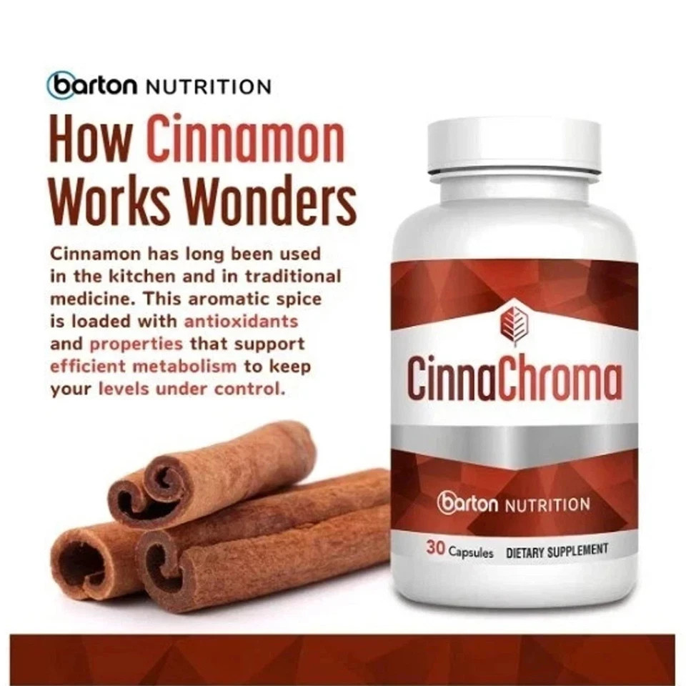 3 Pack Barton Nutrition CinnaChroma Advanced Blood Sugar Support 30 Caps