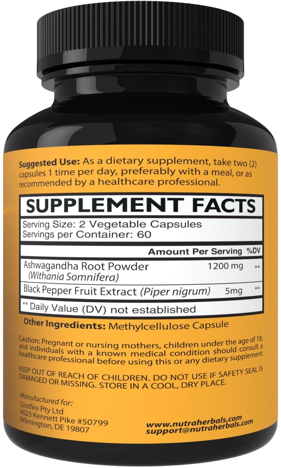 NUTRAHERBALS Ashwagandha Supplement Made with Premium 120 Count (Pack of 1)