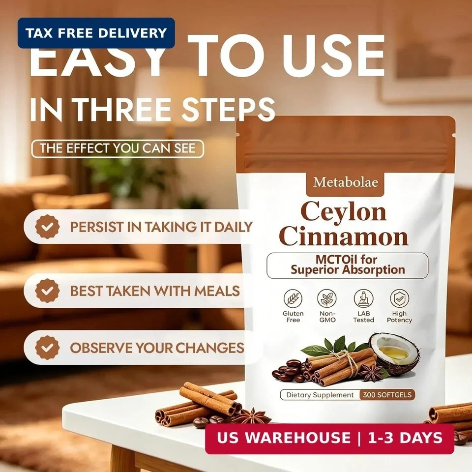 Metabolae Ceylon Cinnamon SoftGels with MCT Oil, Highly Bioavailable Herbal Extr