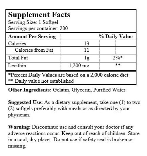2 bottles Lecithin,prevent cholesterol anti-oxidant,1200mg, 200caps/bottle x 2