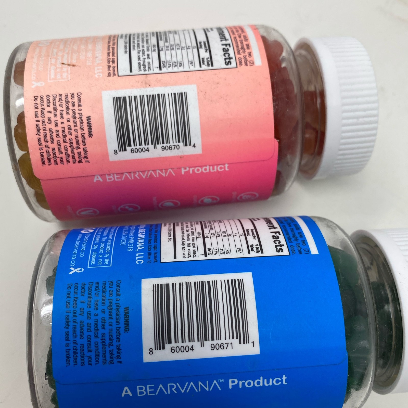 BEARVANA Top & Peach Support Gummies Berry 2-Pack 120ct Pink/Blue