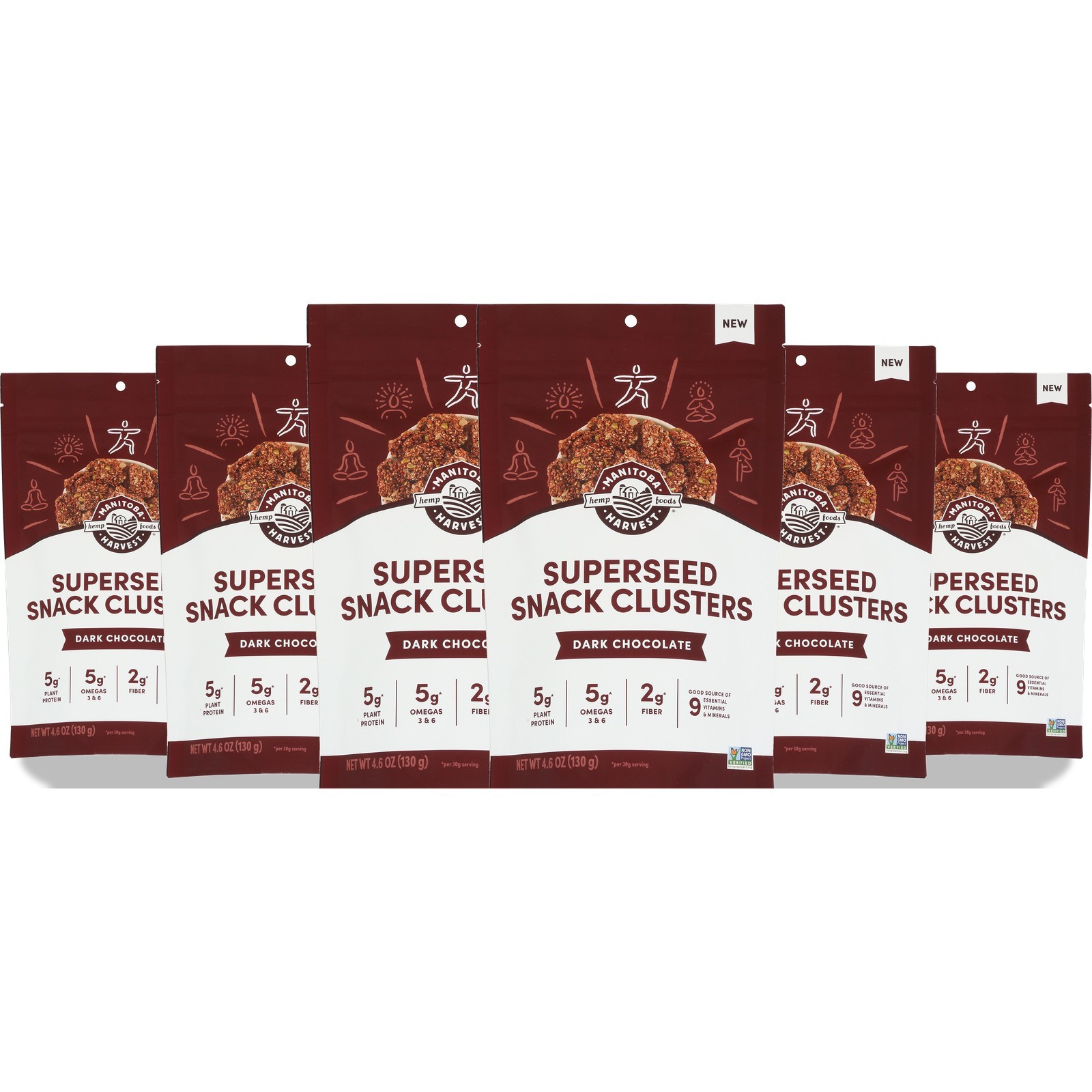 Manitoba Harvest Dark Chocolate Superseed Snack Clusters 4.6 Oz Hemp 6 Pack
