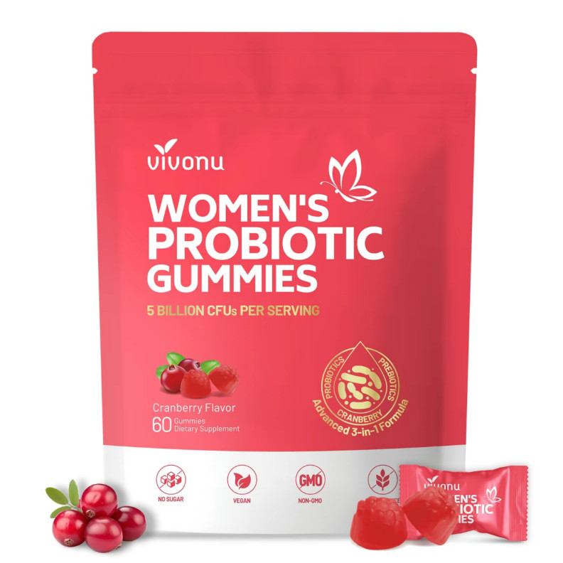 Cranberry Probiotic Gummies – 60/pack, for Full-Body Odor, Women’s Health & Bala