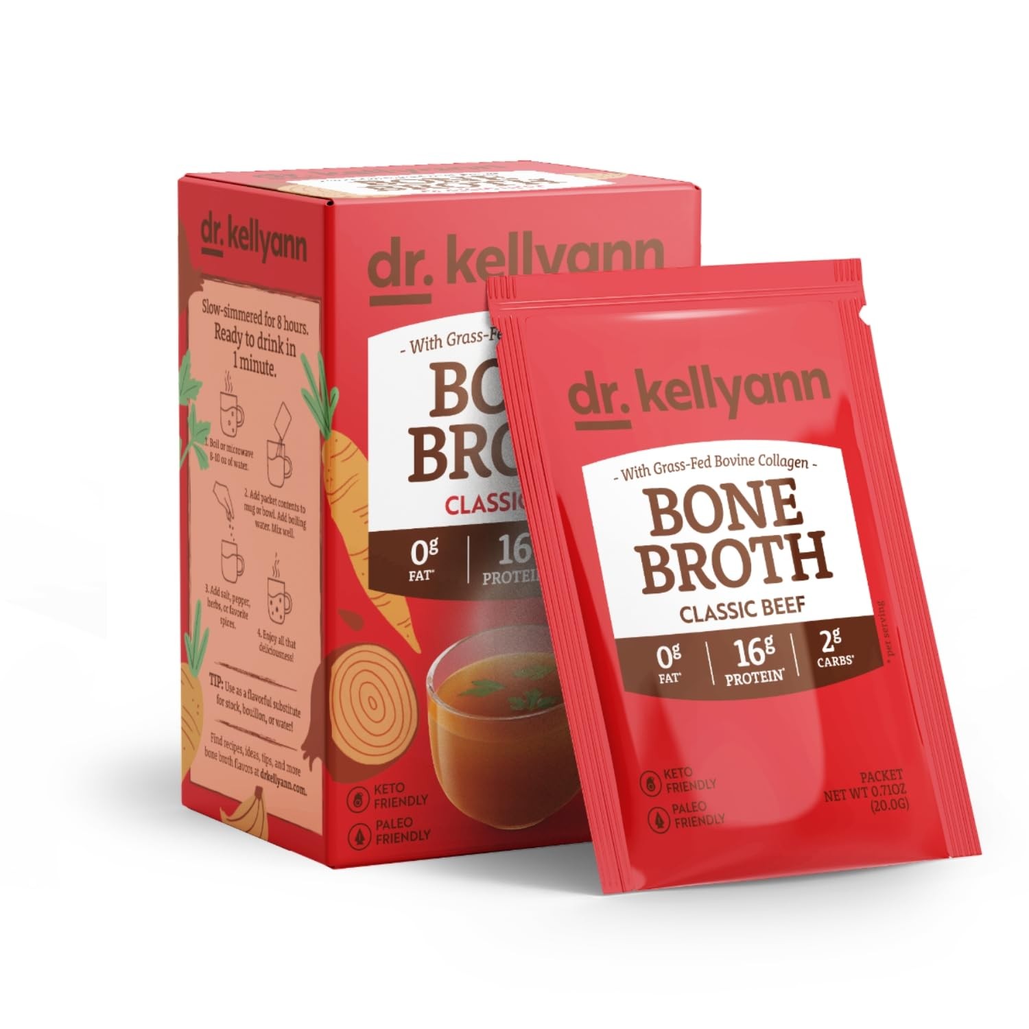 Dr. Kellyann Classic Beef Bone Broth Collagen Powder Packets (7 7 servings