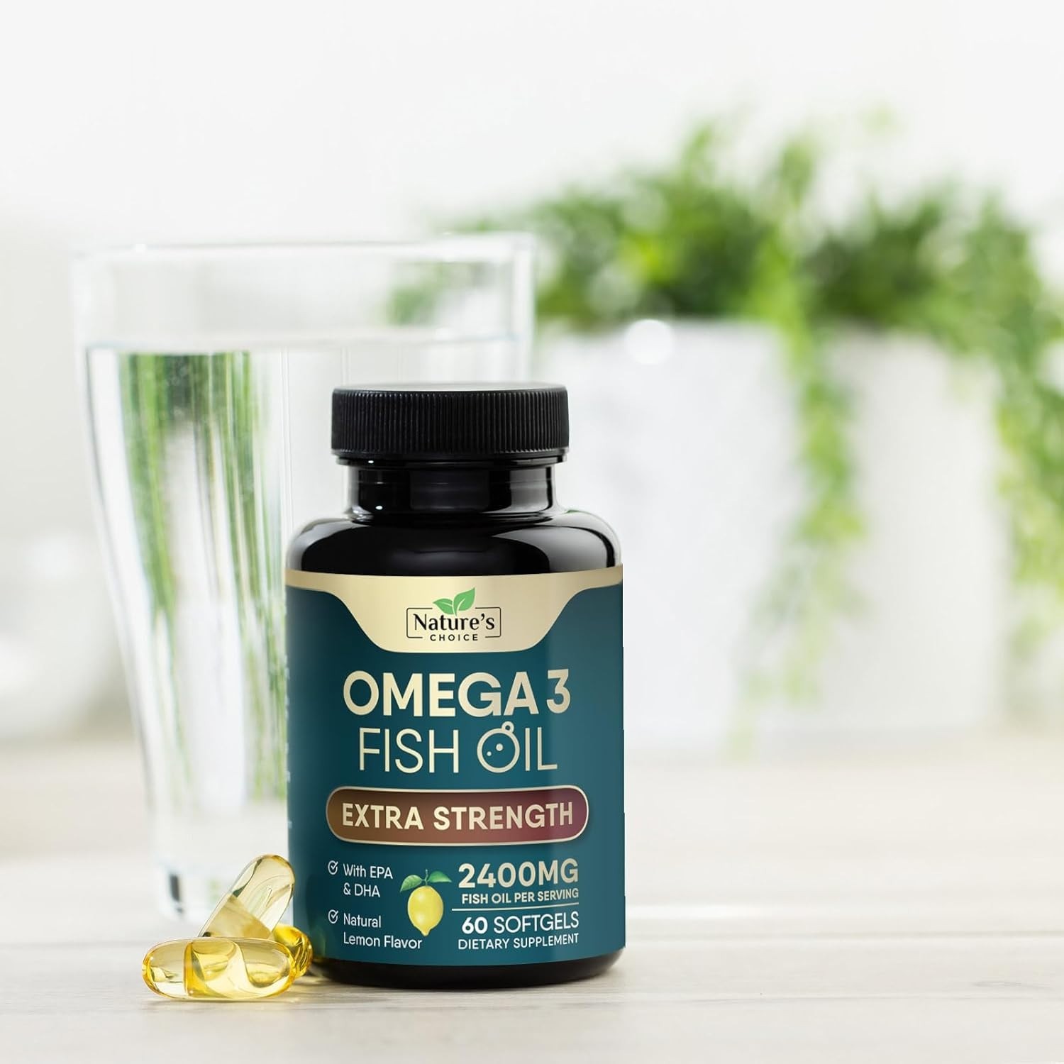 Triple Strength Omega 3 Fish Oil Supplement 2400 mg – EPA & DHA Fish Oil Omega 3