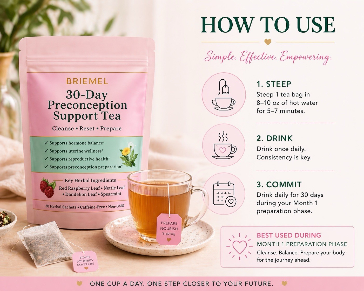 Fertility Tea Women TTC Hormone Balance Uterine Support 30 Day Tea