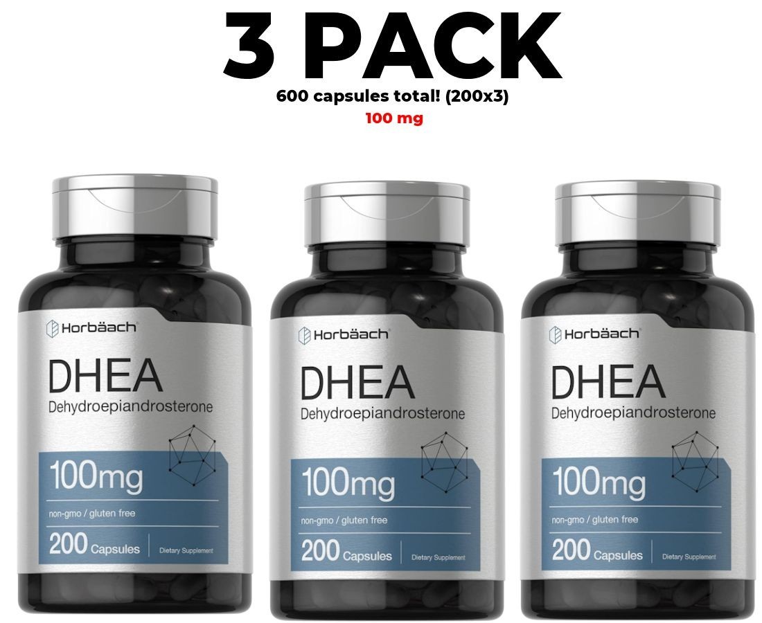 Horbaach, 3 PACK, 100 mg, 200 capsules (600 total), Non-GMO, Gluten Free