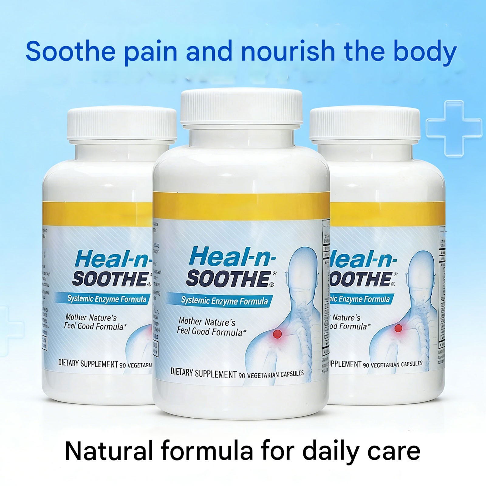 Premium LivingWell Nutraceuticals Heal-n-Soothe Systemic Enzyme Formula 90 Capsu