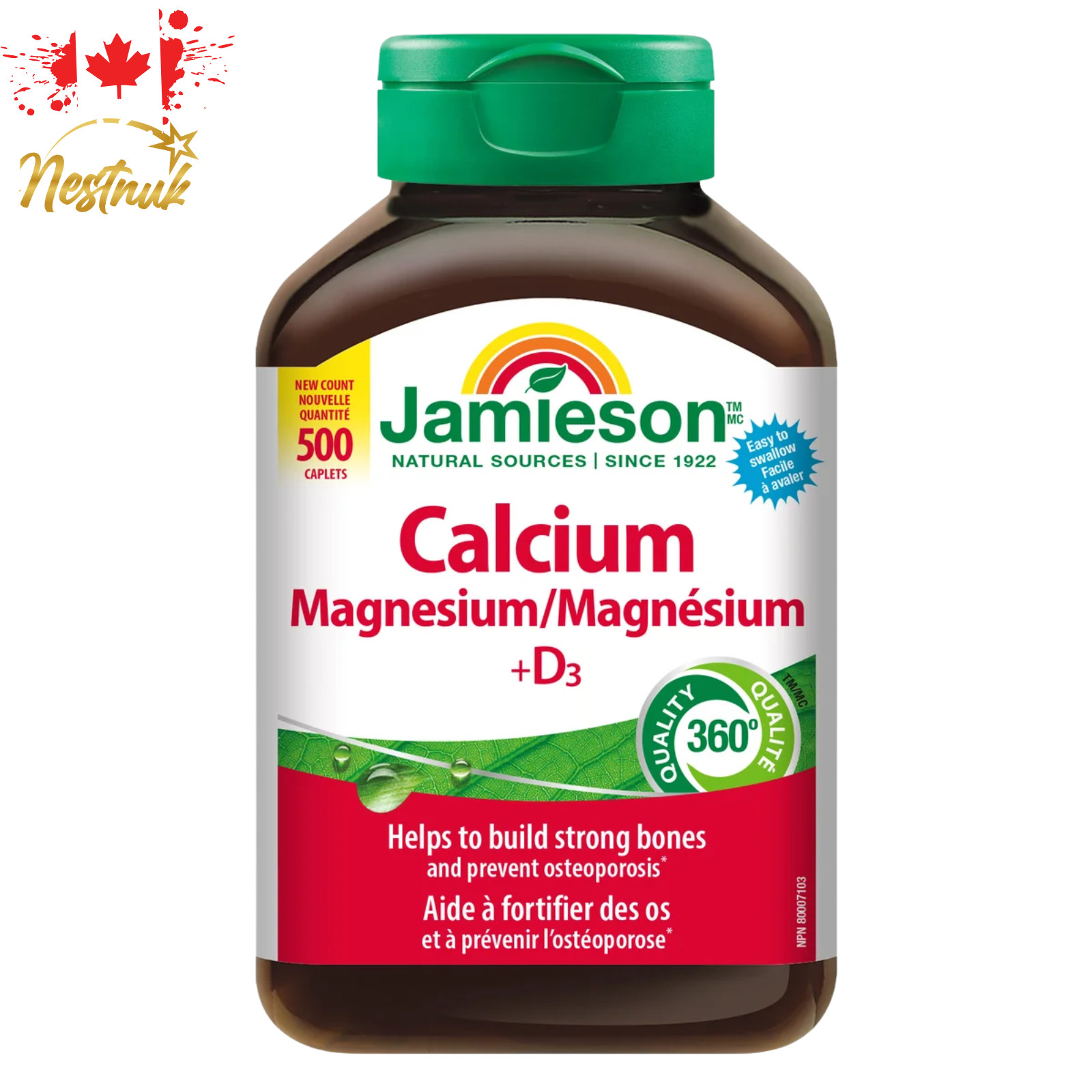 Jamieson Calcium Magnesium + Vitamin D3 500 Caplets | Made in Canada