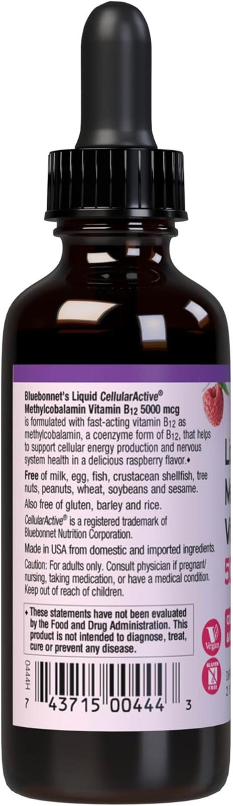 Bluebonnet Nutrition – LIQUID B12 METHYLCOBALAMIN 5000 mcg 2 FL OZ Exp01/27