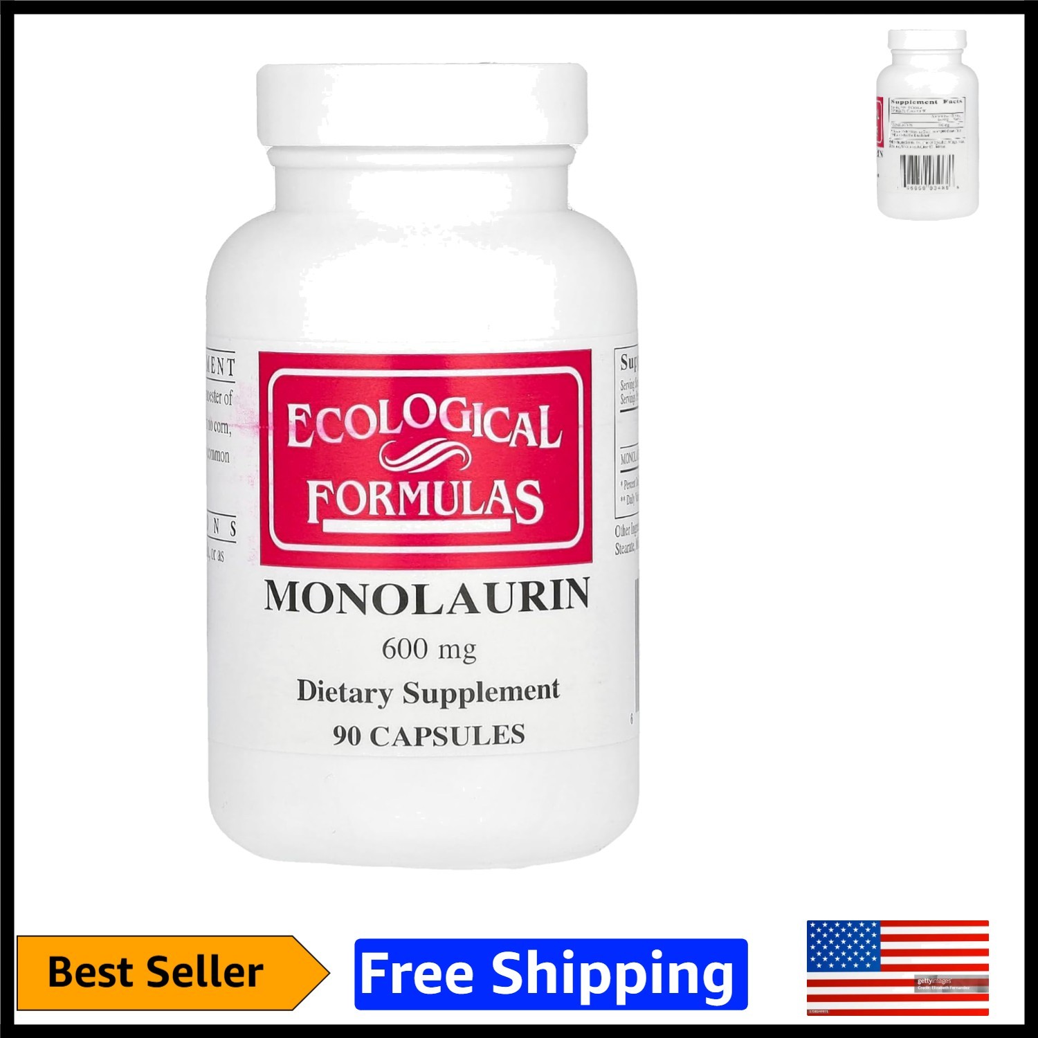 Monolaurin 600 mg Immune Support Capsules, 90 Count – Adult Health Essentials