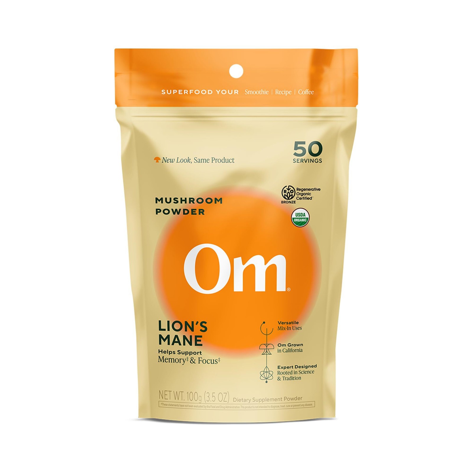 8/27 Om Lion’s Mane Mushroom Powder – Organic Mushroom Supplement and Nootropic