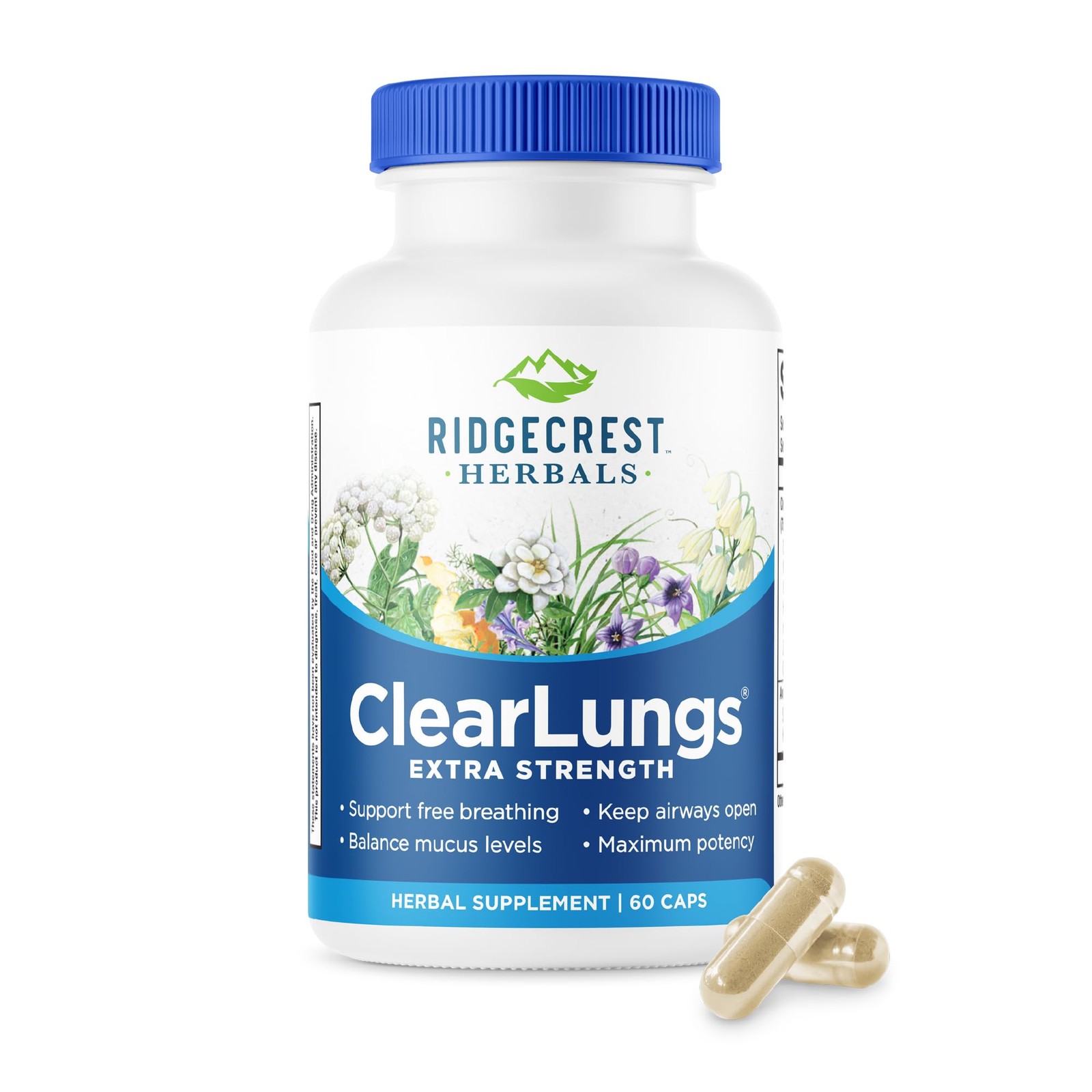 RidgeCrest Herbals ClearLungs Extra Strength, Daily 1 count (Pack of 60)