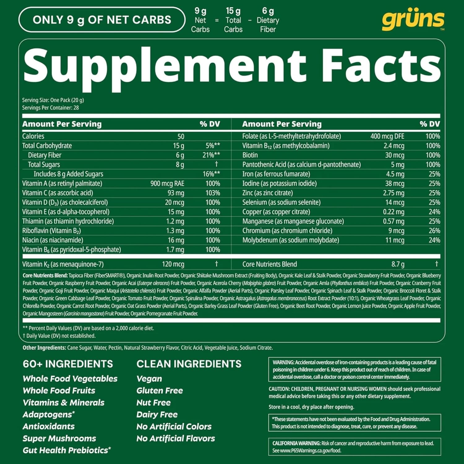 Adult Super Greens Multivitamin Gummies, Superfood Gummy Vitamins for Women& Men
