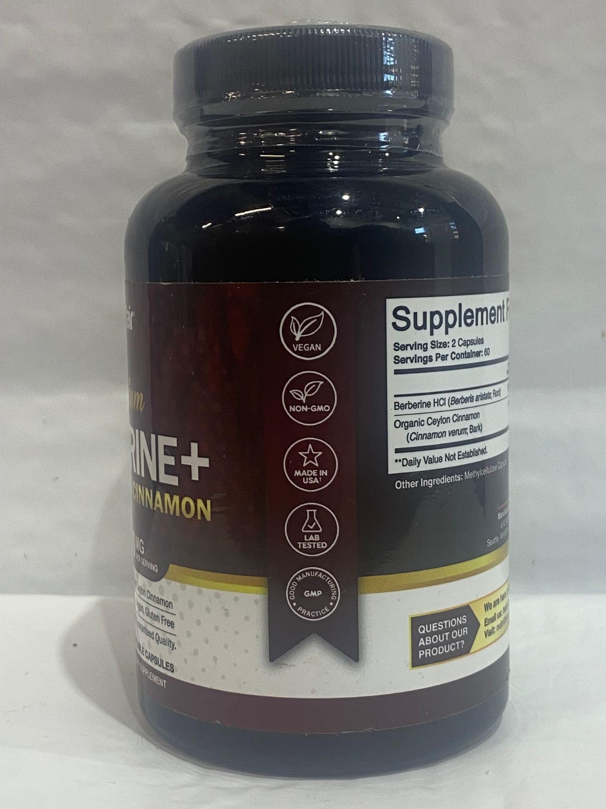 Berberine HCl 1200mg Capsules with Ceylon Cinnamon – Dietary Supplement, 120 Pil
