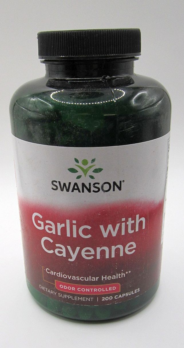 Swanson Garlic with Cayenne 200 Capsules Expiration: 11/2027