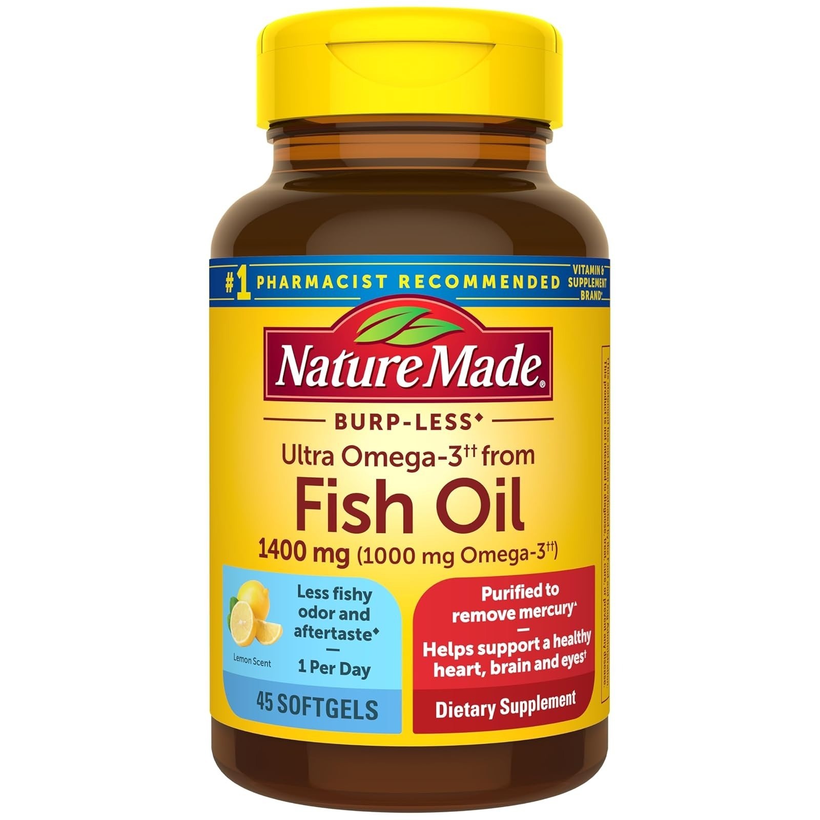 Nature Made Fish Oil Omega 3 Supplements, 1200mg Softgels, 100 Count