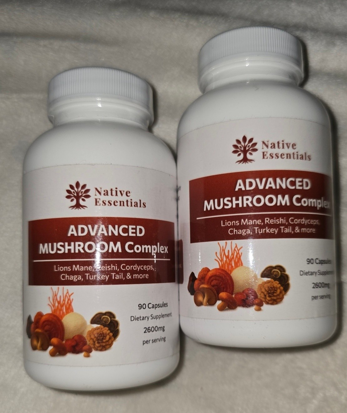 2 Pack Native Essentials Advanced Mushroom Complex Lions Mane 90 Ct Ea Exp 06/28