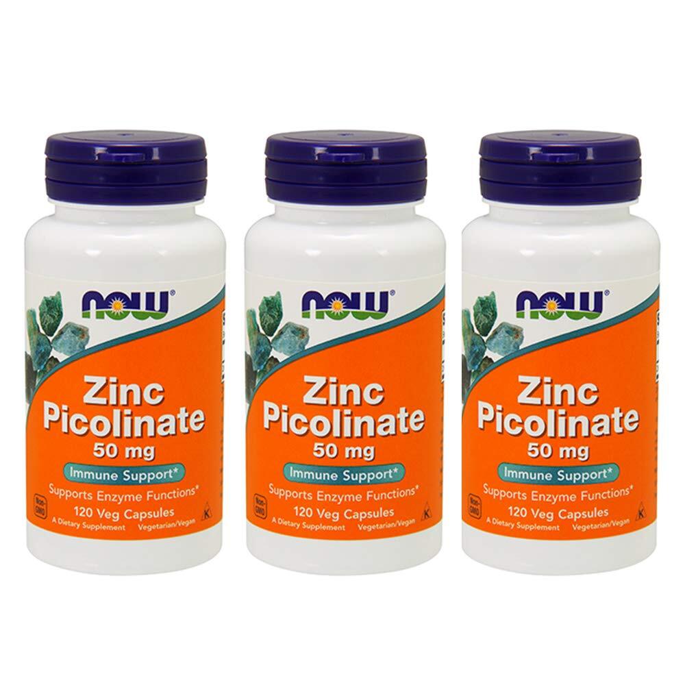 Now Foods Zinc Picolinate 50 mg 120 Veg Capsules 3 Pack