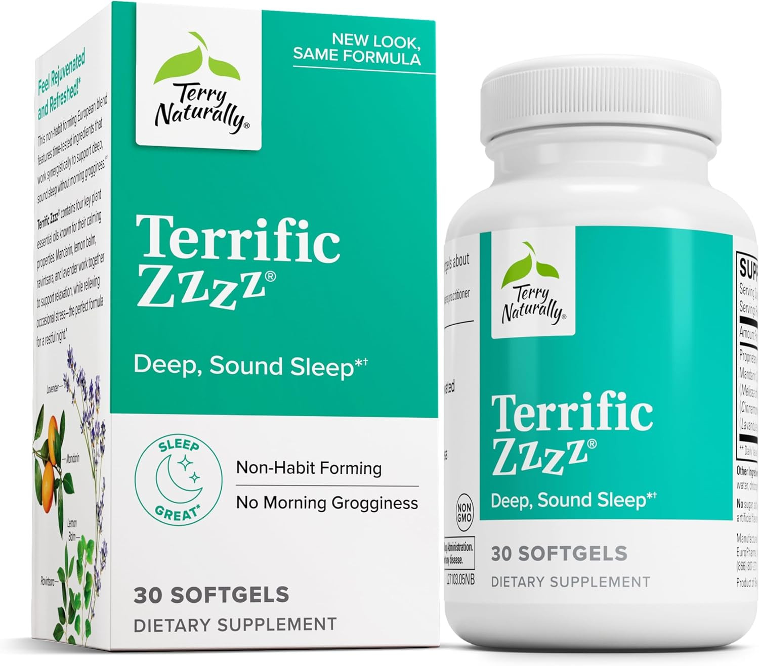 Terry Naturally Terrific Zzzz Sleep Supplement, Non-Habit Forming, 30 Softgels