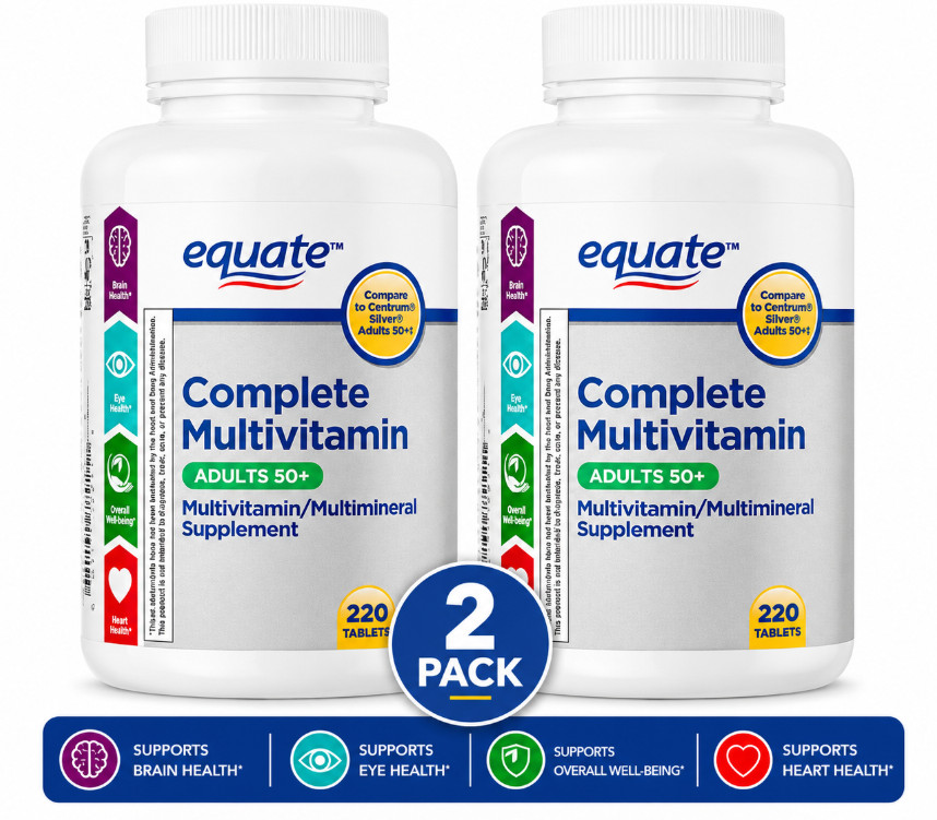 (2 pack)COMPLETE MULTIVITAMIN DIETARY SUPPLEMENT ADULTS 50+220 TABLETS EYE Heart