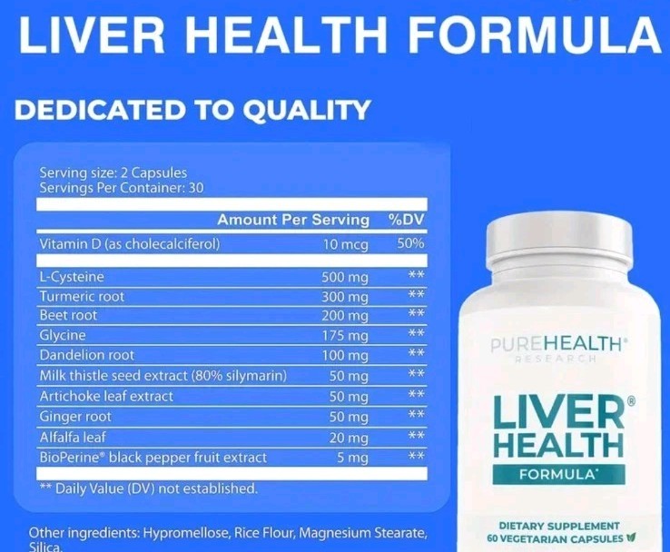 2 Pack Pure Health Liver Research – Liver Health Formula Support, 60 Caps/Bottle