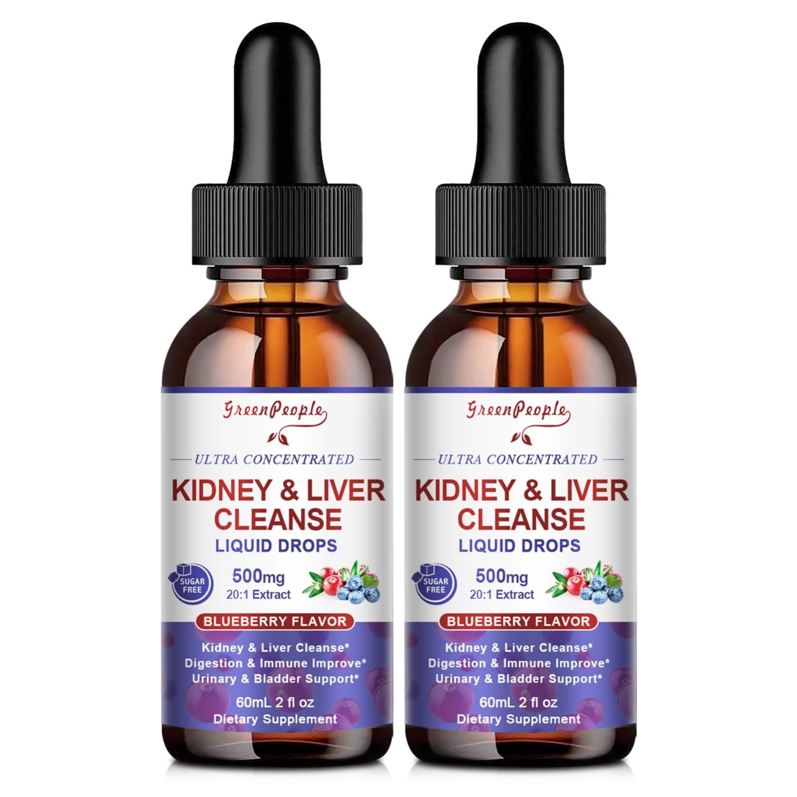 Kidney & Liver Cleanse Detox Drops – 2 Oz, 2 Pack | Alcohol-Free 27-in-1 Supplem