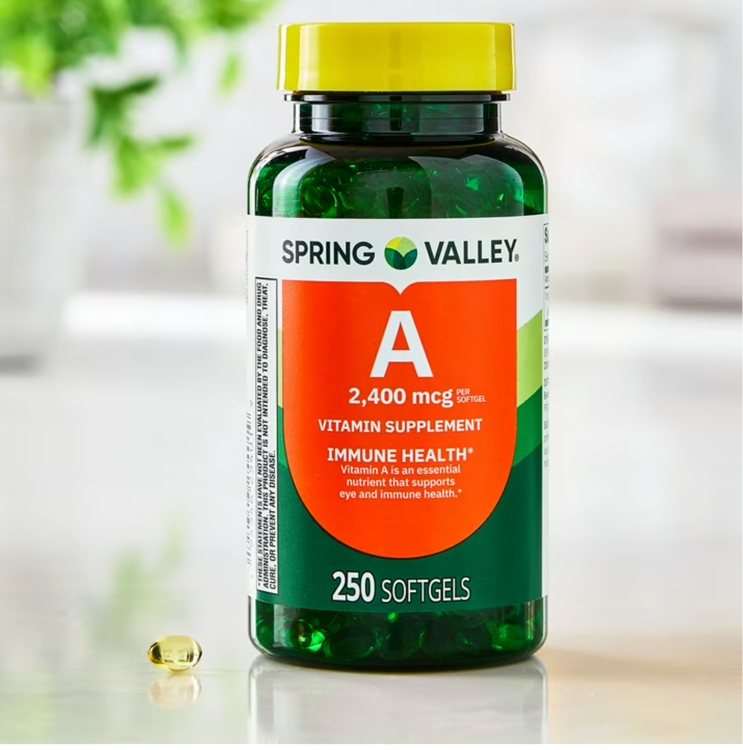 Spring Valley Vitamin A 2400 mcg 250 Softgels Dietary Supplement